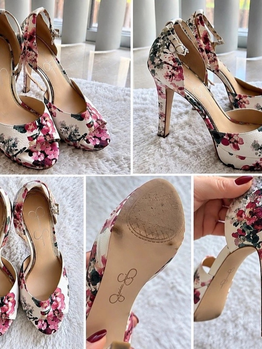 Jessica Simpson Floral Heels in Pink & White